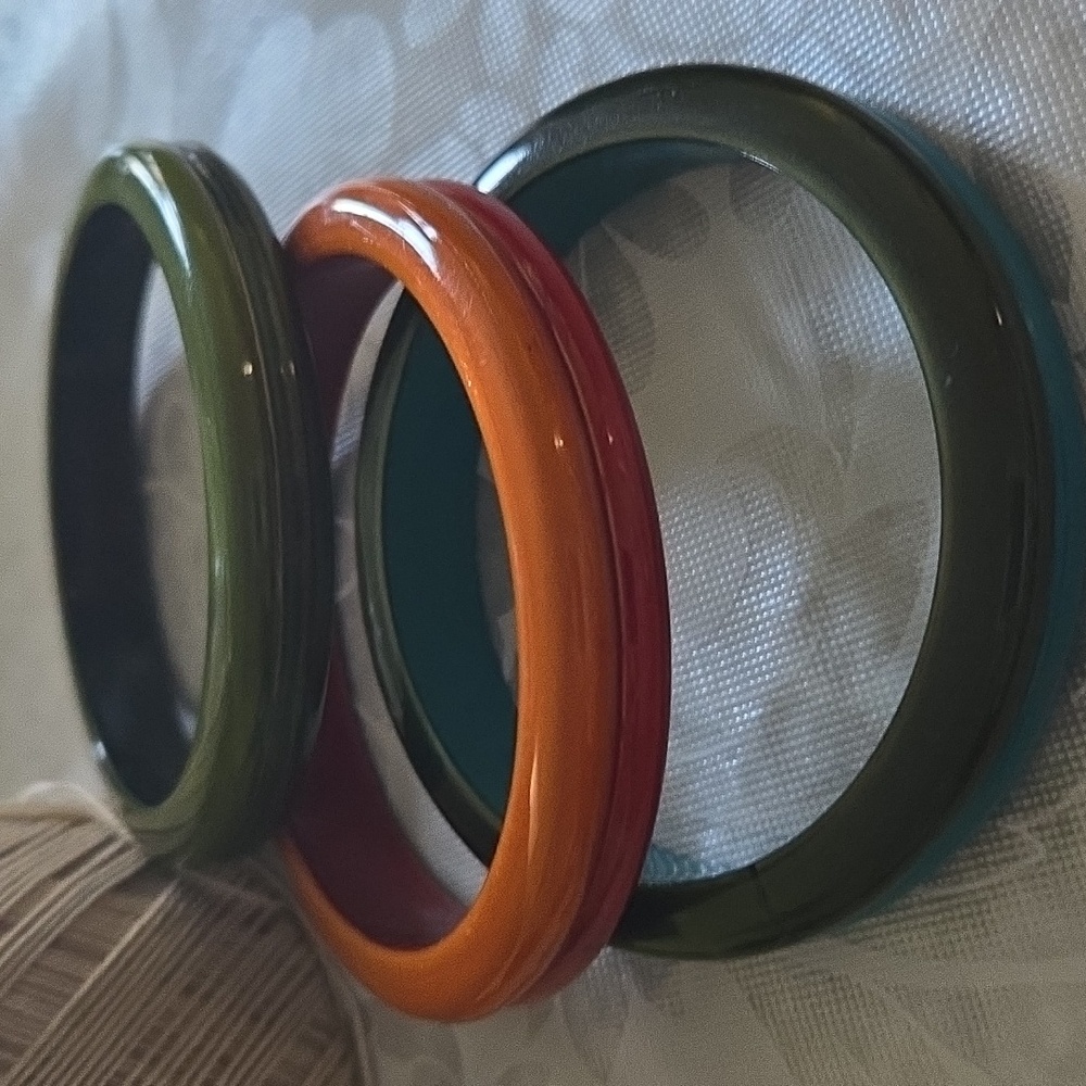 Set of 3 Painted Wooden Bangles